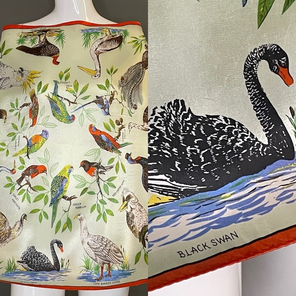 Unbranded Accessories - Delightful Vintage Australia Bird Theme Souvenir Scarf 26 In Sq Excellent Cond